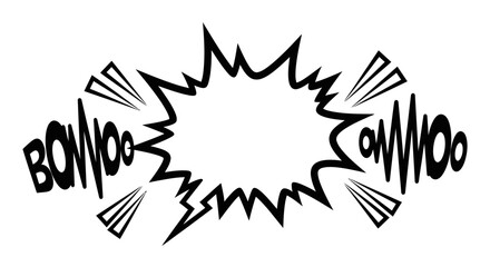 Comic Speech Bubble with "BOOM" and "CRASH" Text Resembling an Explosion on Isolated White Background, Dynamic Sound Effect Graphic, Cartoon Impact Pop Art Element © Ahmat