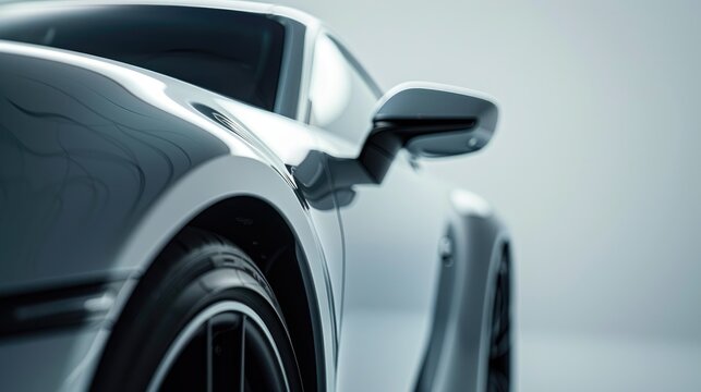 Sleek Modern Sports Car Side View with Reflective Surface.