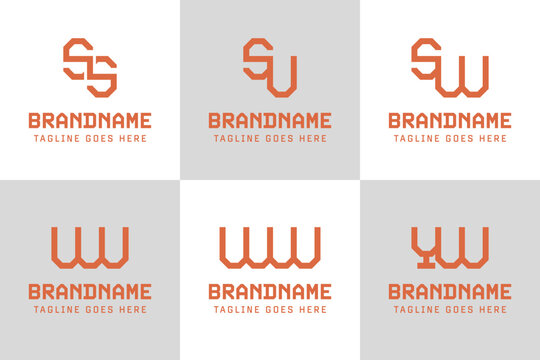 Letters SS SU SW WU WW YW Monogram Logo Set
