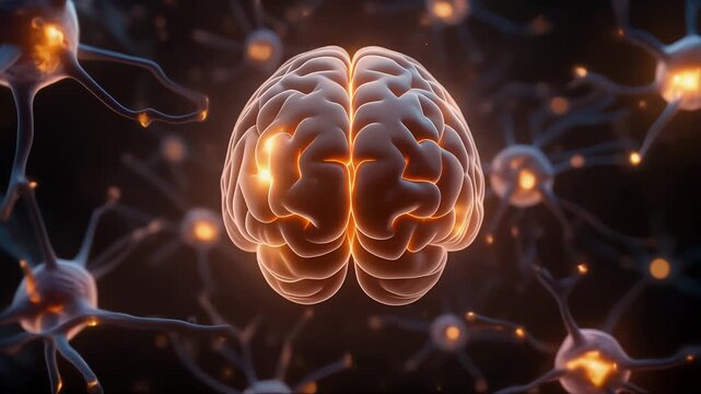 Glowing Neural Network Pulsating with Brain Activity Animation