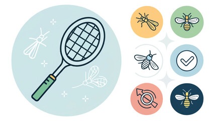 Handheld Electric Bug Zapper Vector Illustration for Outdoor Pest Defense Systems © Vector Planet