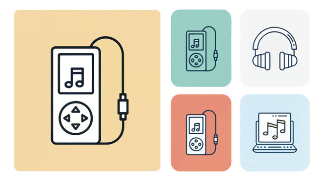 Modern MP3 Player Vector Icon Demonstrating Portable Digital Audio