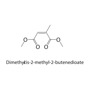 Dimethyl cis-2-methyl-2-butenedioate skeletal structure. ester compound schematic illustration. Simple diagram, chemical formula.