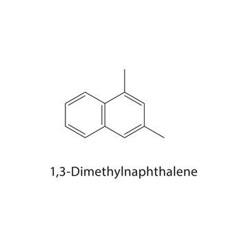 1,3-Dimethylnaphthalene skeletal structure. aromatic compound schematic illustration. Simple diagram, chemical formula.
