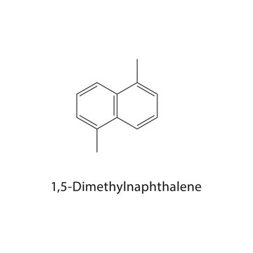 1,5-Dimethylnaphthalene skeletal structure. aromatic compound schematic illustration. Simple diagram, chemical formula.