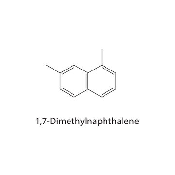 1,7-Dimethylnaphthalene skeletal structure. aromatic compound schematic illustration. Simple diagram, chemical formula.