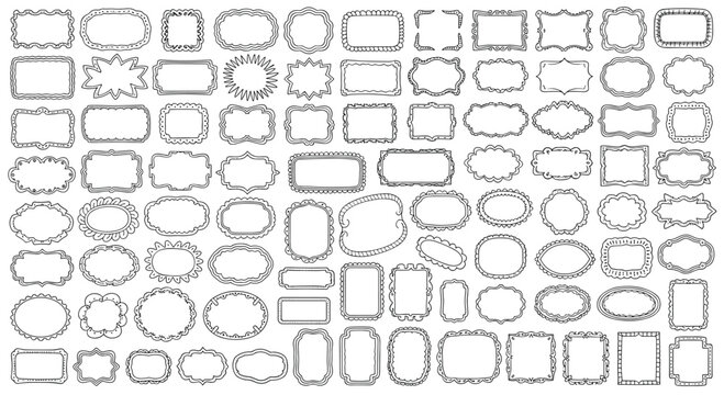 Massive collection of decorative vintage frames and ornamental border designs in various shapes and styles on white background.