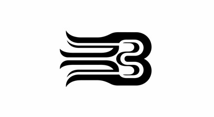 Minimalist black abstract letter B wave logo on white © Nur