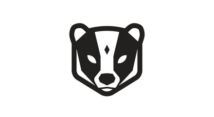 Minimalist black and white badger head mascot logo icon © Nur