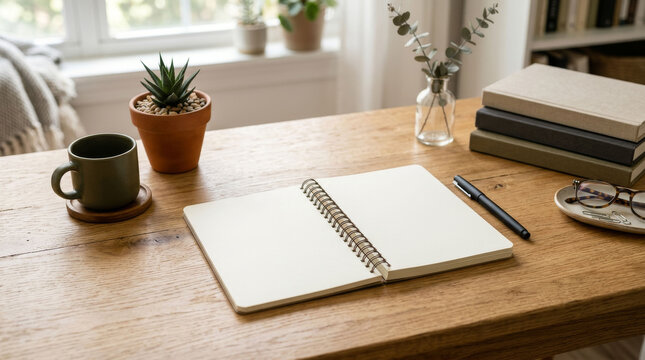 Maqueta de una libreta en blanco para la incorporaci&oacute;n de marca.