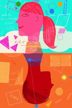 Girl and boy thinking about maths