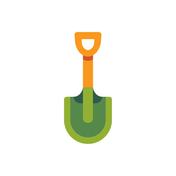 plastic green sand shovel, beach toy tool, colorful illustration