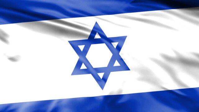 israel national flag waving in wind loopable 4k background. realistic israeli flag animation loop.