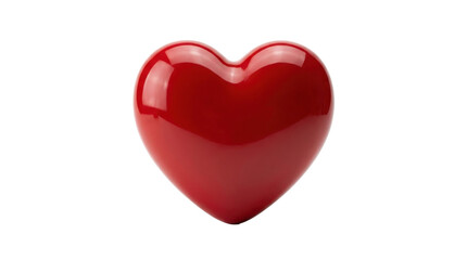 Obraz premium A glossy red heart symbol isolated on a clean white background, representing love and romance in a simple, studio shot.