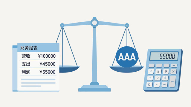 Financial report balance scale and calculator
