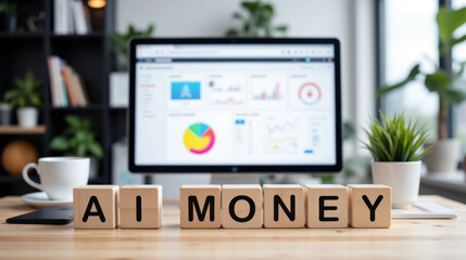 Fototapeta premium AI money systems for smarter financial planning and automated wealth decisions, helping fintech teams improve budgeting fraud detection cash forecasting and scalable profit management