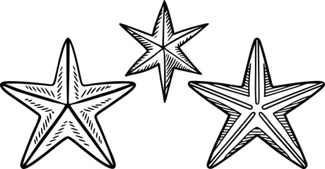 Obraz premium Hand drawn black ink star shapes set stars starburst