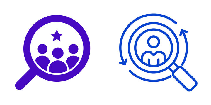 Talent assessment and candidate evaluation icons isolated on transparent background.