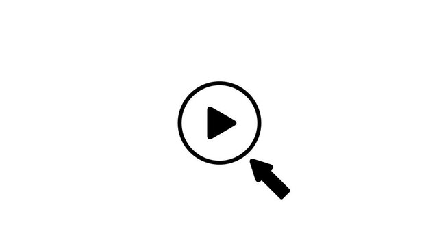 Cursor arrow clicking play and pause buttons motion graphic with alpha channel. Animated mouse pointer interacting with media player icons on a transparent background,
