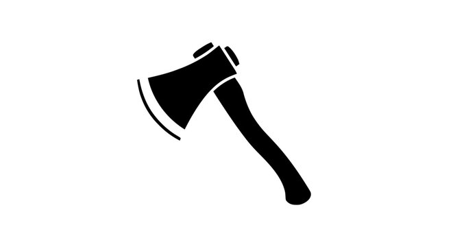 Vector illustration&nbsp;of black silhouette icon of a wood axe on a transparent background