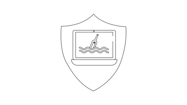 Laptop Security Shield - Message in a Bottle Concept.
