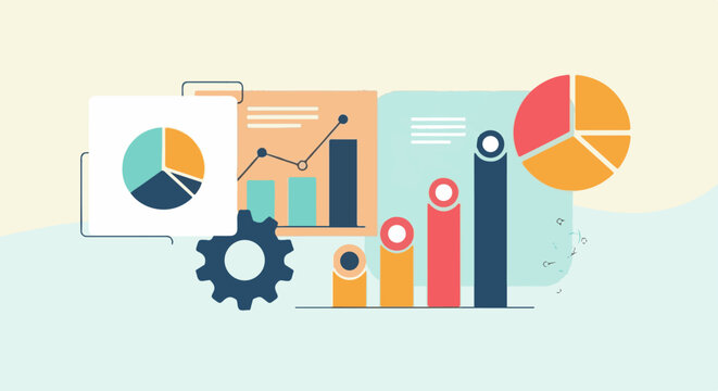 Flat design concept of data visualization, statistics, and analytics