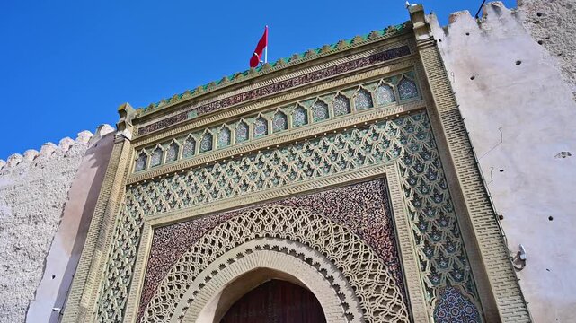 Ornate islamic architecture in Meknes Morocco