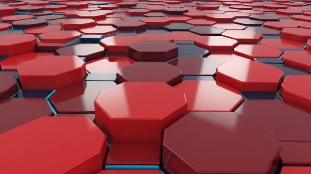 Abstract red and maroon geometric octagon shapes create a modern background animation
