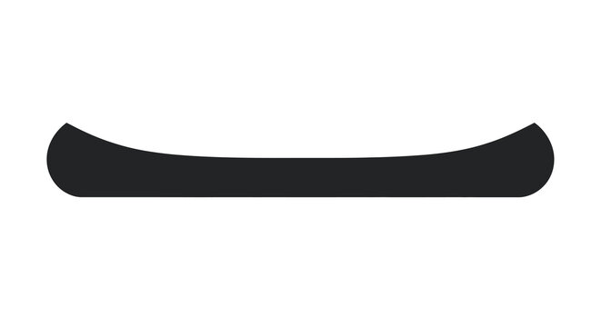 Simple black silhouette of a traditional canoe on a white background