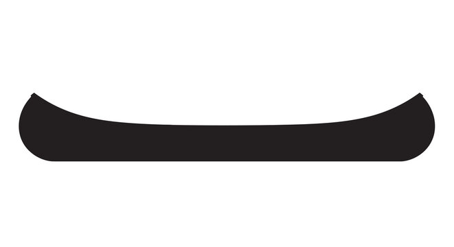 Simple black silhouette of a traditional canoe on a white background