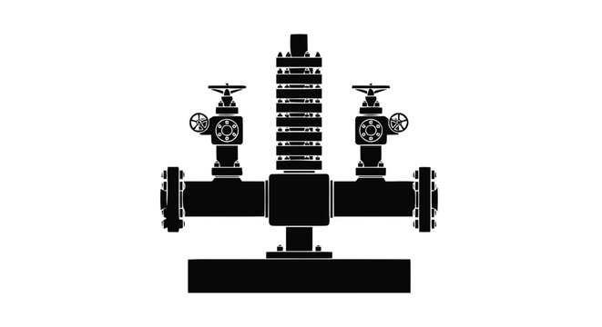 Vector illustration&nbsp;of oil wellhead equipment silhouette icon for oil and gas industry on a transparent background