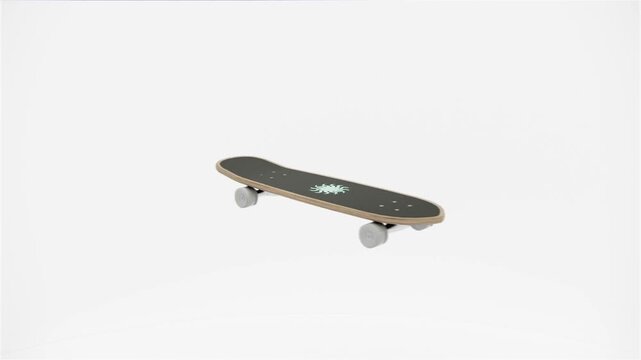 Modern Skateboard with Sun Graphic Isolated on White Background