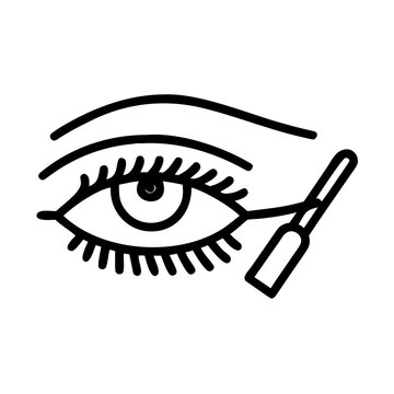 Eyeliner application thin line icon for feminine makeup tutorial and beauty salon branding