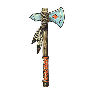 Tomahawk Axe with Feather Decoration
