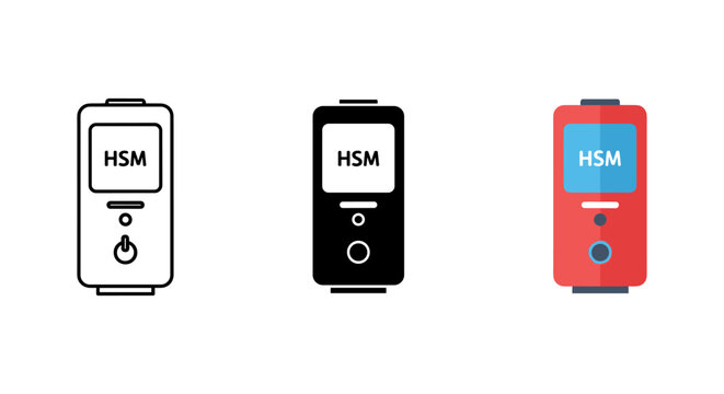 HSM device icons in white, black, and red