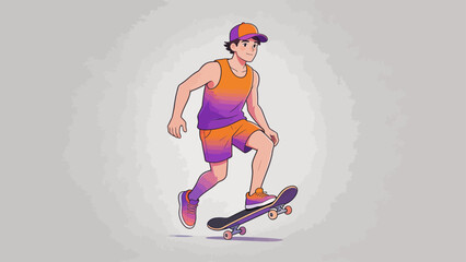Man riding skateboard in colorful outfit © D3