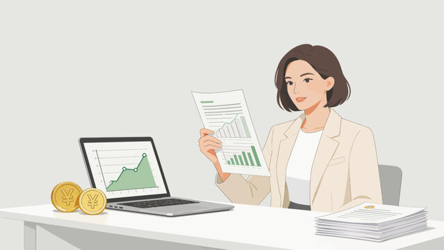 Businesswoman analyzing financial data