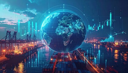 Fototapeta premium Global Digital Network Connecting Industries and Technology.