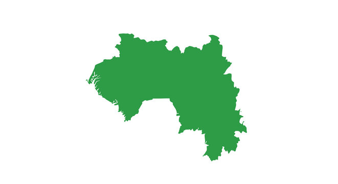 A solid green shape depicts the outline of the african country guinea bissau high quality professional