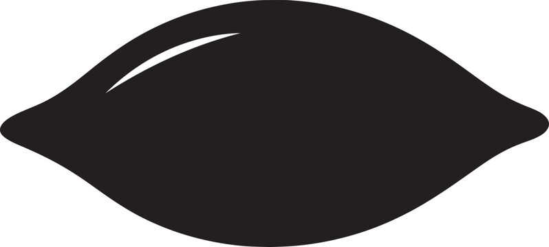 Black Lemon Silhouette Isolated on White Background