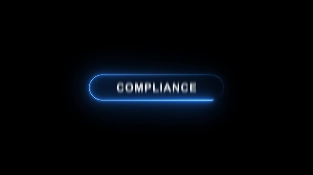 Glowing neon interface and select button Compliance. Business concept.4k motion graphics video