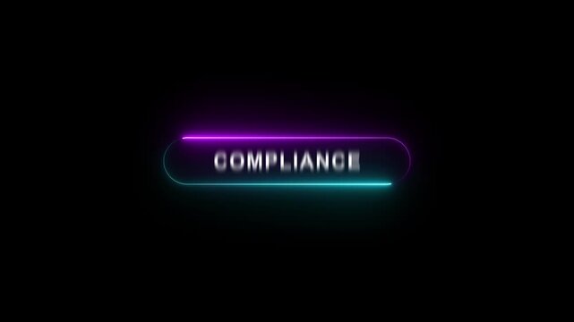 Glowing neon interface and select button Compliance. Business concept.4k motion graphics video