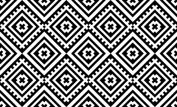 Seamless black traditional tribal geometric pattern