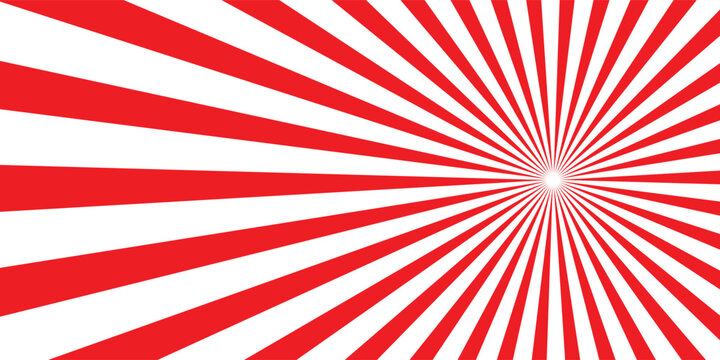 red Sunburst for the background. flag of japanese. The rising sun. vector.