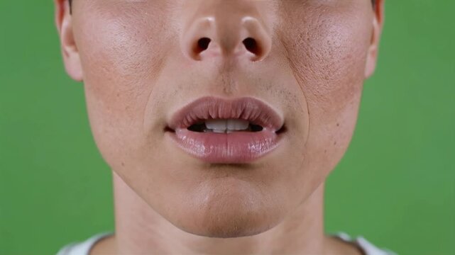 Speaking Lips Close up of a Person on a Green Background