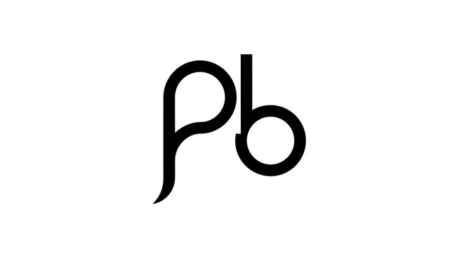 Minimalist black Pb letter monogram logo on white background