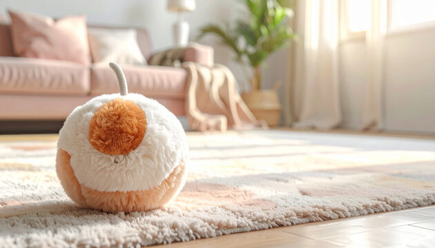 Soft toy in brightly lit living room