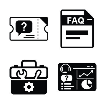 Business Operations and Workflow support service icons set for Business Operations and Workflow FAQ help desk and analytics
