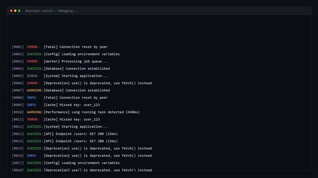 Computer Screen Showing Code and Logs.