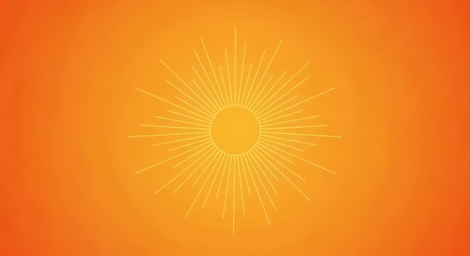 Vibrant orange sun icon with radiant lines on gradient background